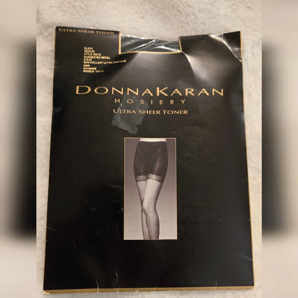 Donna Karan Ultra Sheer Toner Hosiery Black Medium 00C10 New